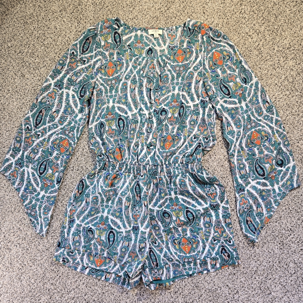 Umgee Multicolor Paisley and Floral Boho Jumpsuit Size Medium EUC